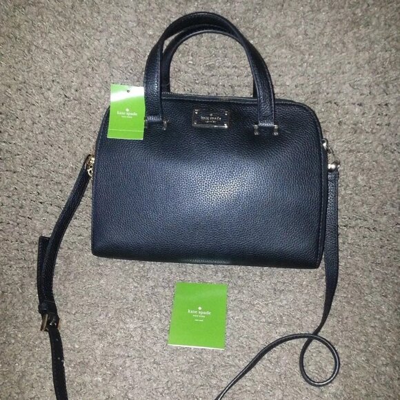 KATE SPADE-Kay Street-Small Felix-Pebbled Black Leather-Crossbody/Hand Bag-NWT - Picture 1 of 8
